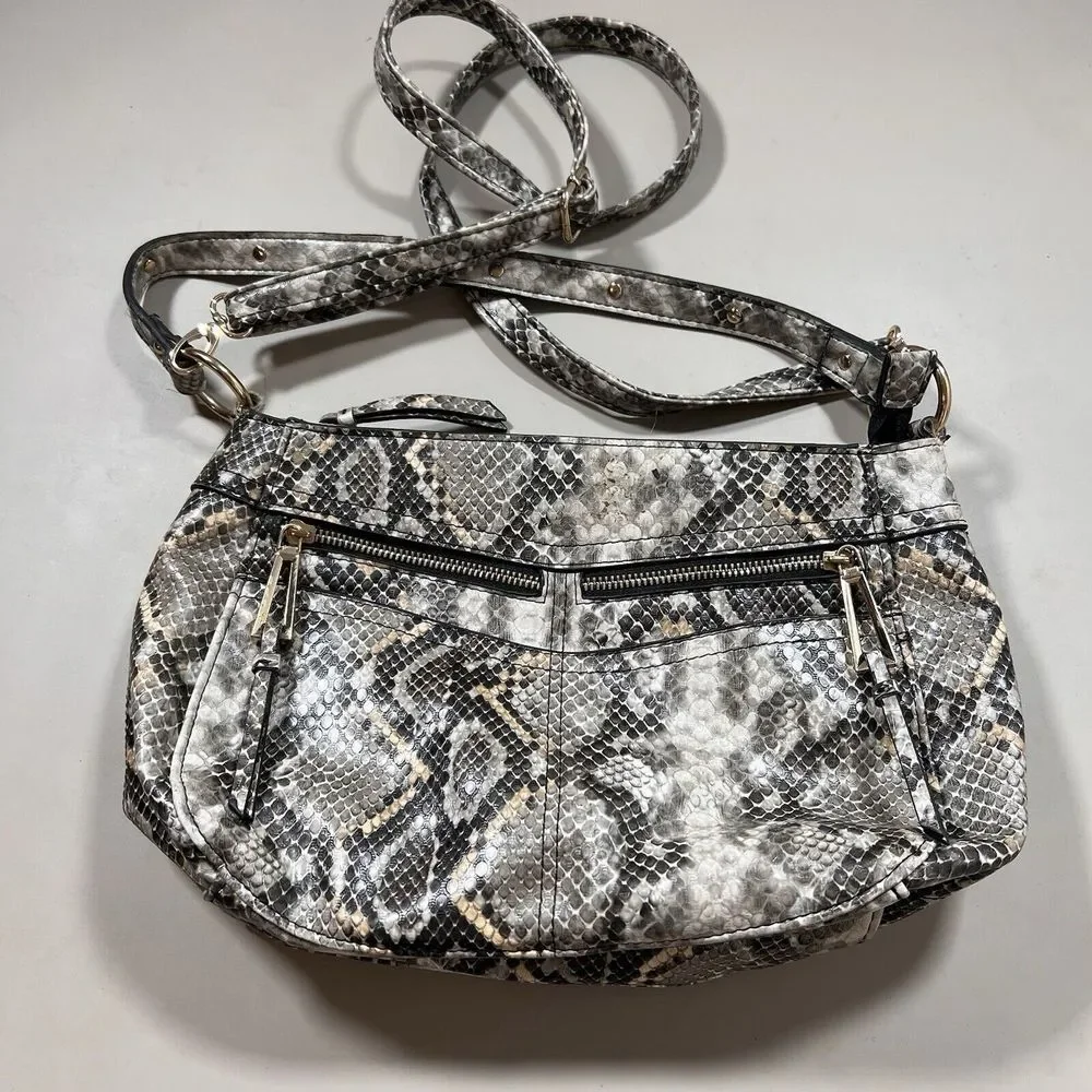 Jessica Simpson Faux Snake Skin Shoulder Bag Cross Body Purse Medium‎ Size